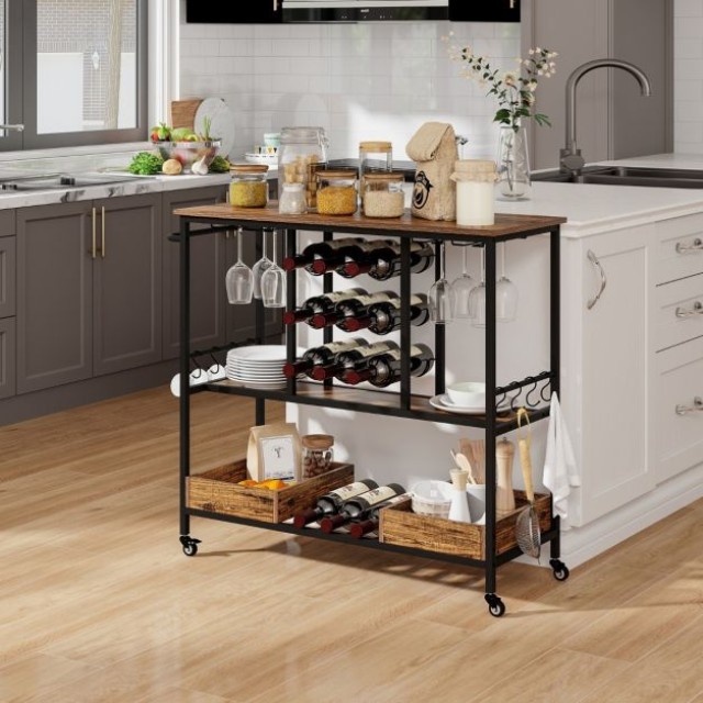 Τρόλεϊ Κουζίνας 3 Επιπέδων 108 x 40 x 91 cm COSTWAY JV11558CF