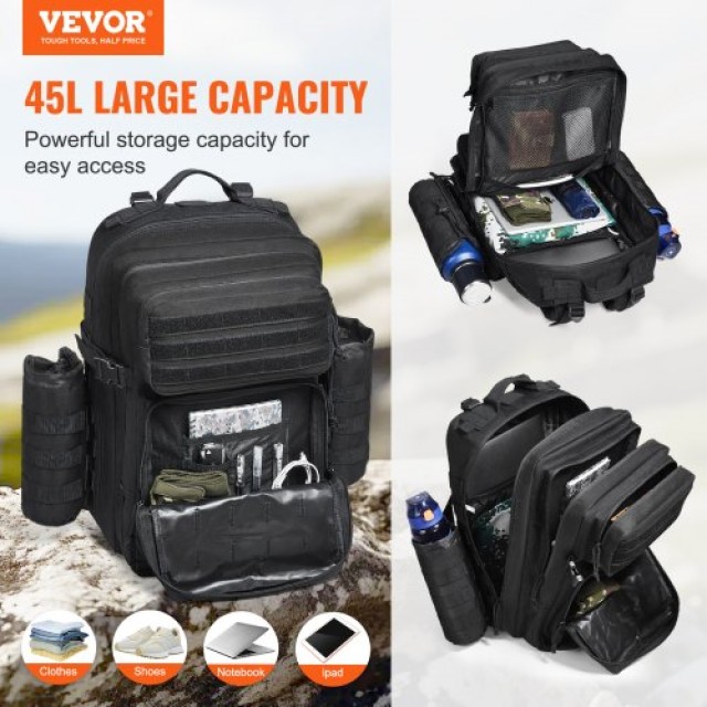 VEVOR  Στρατιωτικό Σακίδιο 45L με Molle & 3 Θήκες ZSBBMKSHS45LT750IV0