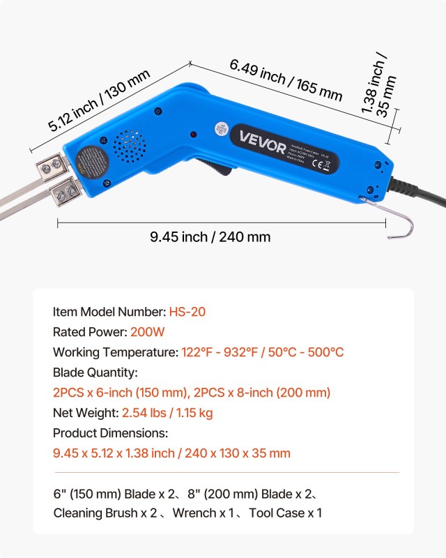 VEVOR Ηλεκτρικό Κόφτη Αφρού 200W 50℉ - 500℉ SCPMQGJ200W8ZXD75001V2