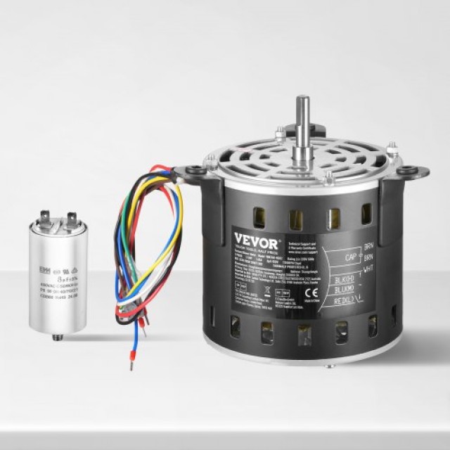 VEVOR Κινητήρας Φυσητήρα Καμίνου 1/5HP 220V 1.45A 1100RPM 3 Ταχυτήτων με Πυκνωτή 8μF/450V MSFGJDJ15HP3PS02WV7