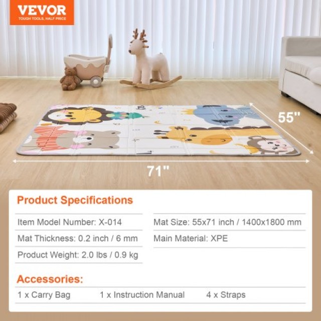 VEVOR Παιδικό Χαλάκι Δραστηριοτήτων 59x71 Διπλής Όψης XPEPXDXPE04Y6...