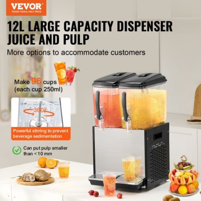 VEVOR  Εμπορικός Διανομέας Ποτών 2x12L για Κρύο Χυμό/Ποτό SYYLJJBSJ...