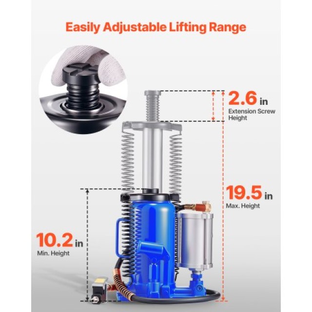 VEVOR Υδραυλικός Γρύλος Μπουκαλιού Υψηλής Ανύψωσης 20 Τόνων (44092l... VEVOR Υδραυλικός Γρύλος Μπουκαλιού Υψηλής Ανύψωσης 20 Τόνων (44092l...