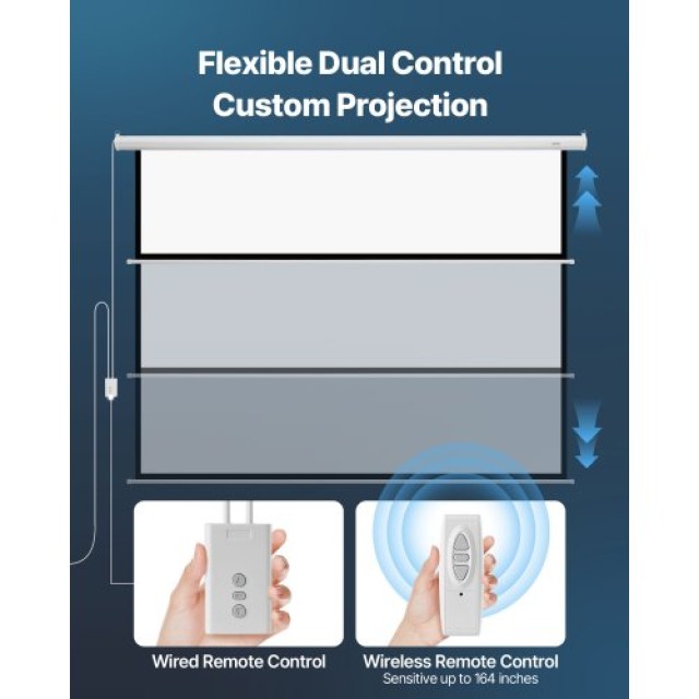 VEVOR Ηλεκτρική Οθόνη Προβολής 1080 HD 3048 mm 4:3 με Τηλεχειριστήρ...