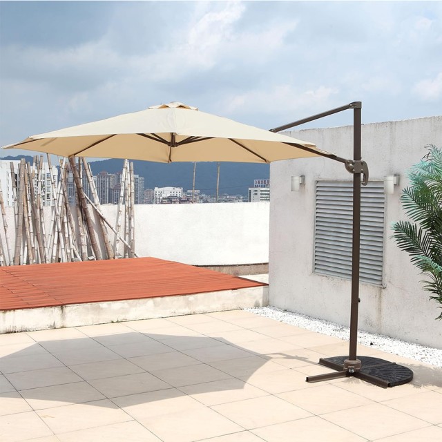 BAKAJI  Εξωτερική Ομπρέλα Κήπου Εκκεντρωμένη Μπεζ Διάμετρος 3Μ με Σ...