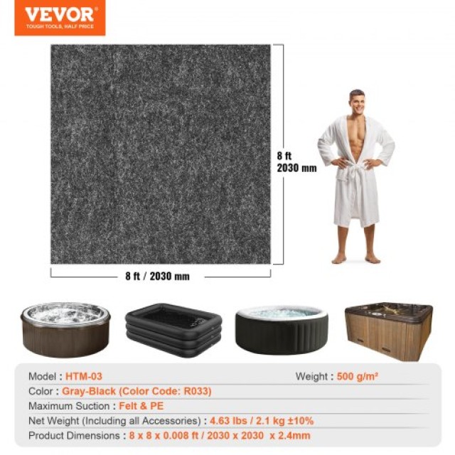 VEVOR 2 x 2 M Στρώμα Υδρομασάζ, Αδιάβροχο & Αντιολισθητικό, Επαναχρησιμοποιούμενο για Εσωτερική & Εξωτερική Χρήση  RSYGDTDFX80X64MR9V0