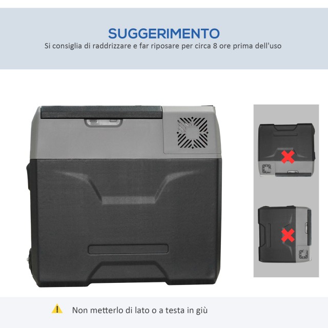 HOMCOM Ψυγείο Αυτοκινήτου 50L με Οθόνη Αφής, Λαβή και 2 Ρόδες, από Αλουμίνιο και Πλαστικό, 58.6x37.8x54.5 εκ., Γκρι C00-019