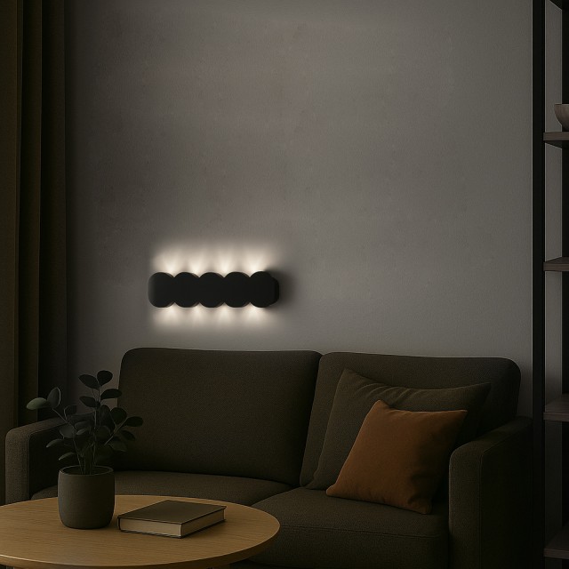 BAKAJI Απλίκα Τοίχου 10 LED Μαύρη με Ψυχρό Λευκό Φως 26x8x3cm 02842450