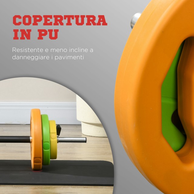 HOMCOM Σετ Μπάρας και Δίσκων 20kg, Ø28x130cm, Πολύχρωμο A91-260V00MX