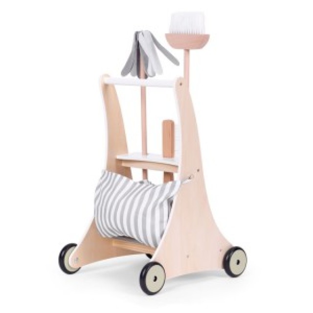 ECOTOYS Ξύλινο σετ καροτσιού καθαρισμού W10D200B