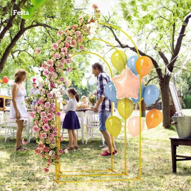 Outsunny Σετ από 3 Κήπους Αψίδων από 1.8-2-2.2 μ, Διακοσμητικά Αψιδωτά Μεταλλικά, Χρώμα Χρυσό 84J-035V00GD