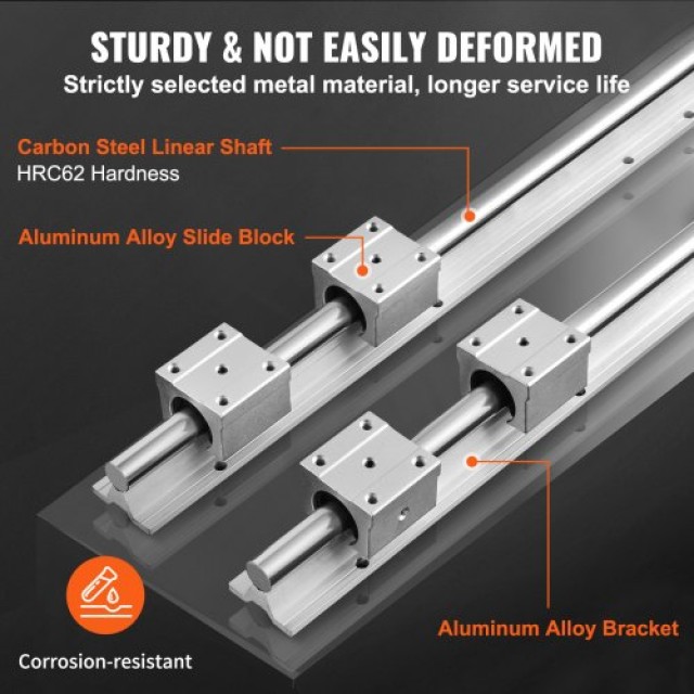VEVOR  Σετ Οδηγών SBR20 1800mm, 2 Ράγες & 4 Οδηγοί SBR20UU για CNC ZXDGSBR20MM182EHIV0