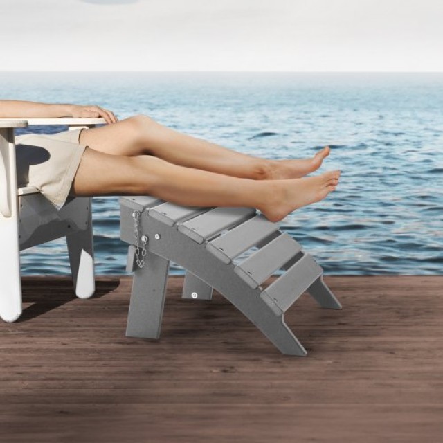 VEVOR Γκρι Πτυσσόμενο Υποπόδιο HDPE Adirondack KZDADLDKTTQPCOJ8NV0