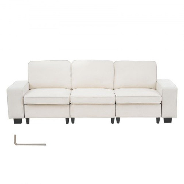 VEVOR 3θέσιος Καναπές 2540 mm από Βελούδο με Αποθηκευτικό Χώρο και ...