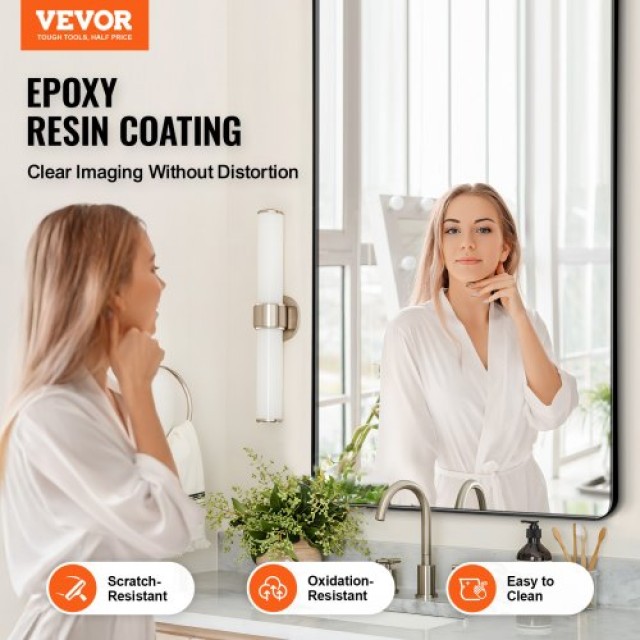 VEVOR  Τετράγωνος Καθρέφτης Τοίχου 28 x 60 με Πλαίσιο Αλουμινίου JXJ2860INCHB1E0JQV0
