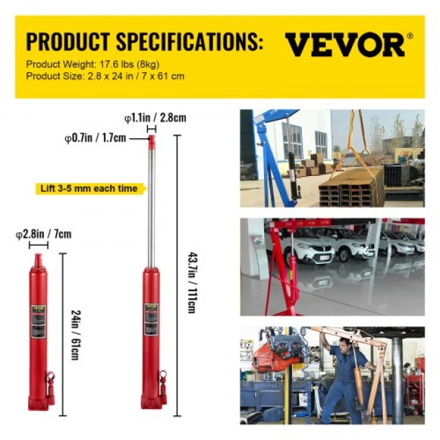 Υδραυλικός Γρύλος VEVOR 4 Τόνων, Κόκκινος  ZGYYQJDHSDG4TJT27V0