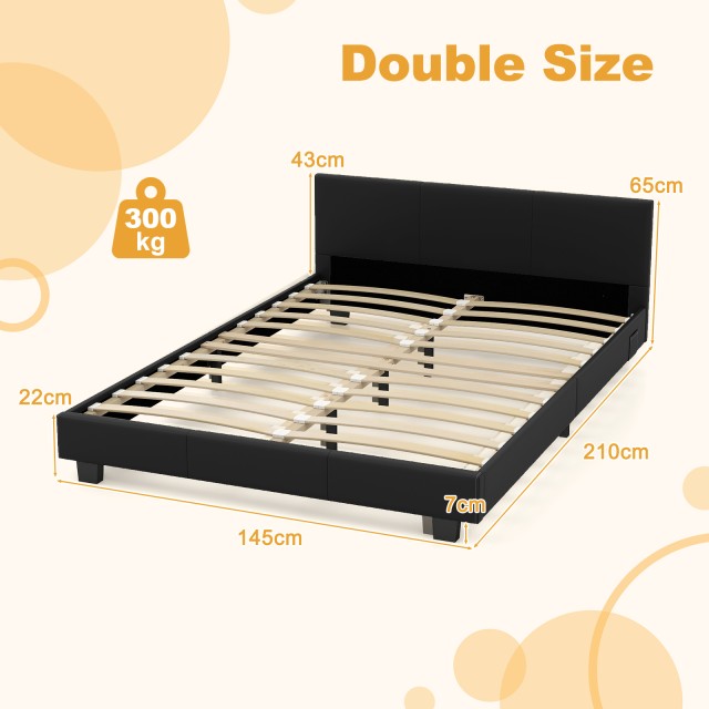 Costway Κρεβάτι 140 x 200 cm με LED Φωτισμό, Επενδυμένο Κρεβάτι με ...