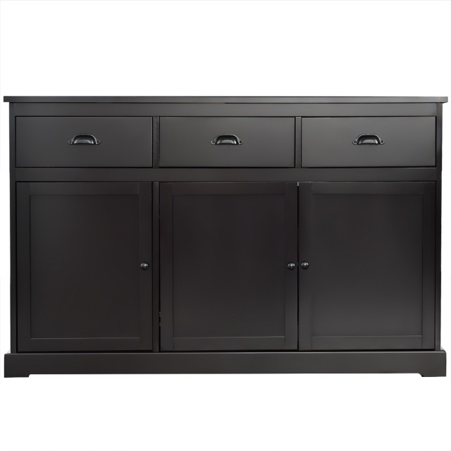 Costway Ξύλινος Μπουφές Καφέ με 3 Πόρτες 136 x 43 x 86 cm HW66311BN+
