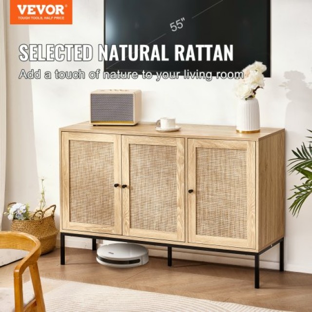 VEVOR  Ραττάν Ντουλάπι με 3 Μαγνητικές Πόρτες & Ρυθμιζόμενα Ράφια Φυσικό  TBZSJSM47INCUOV4ZV0