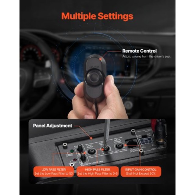 VEVOR 8 400W Υποκάθισμα Αυτοκινήτου Subwoofer Slim Ενισχυμένο Σύστη...