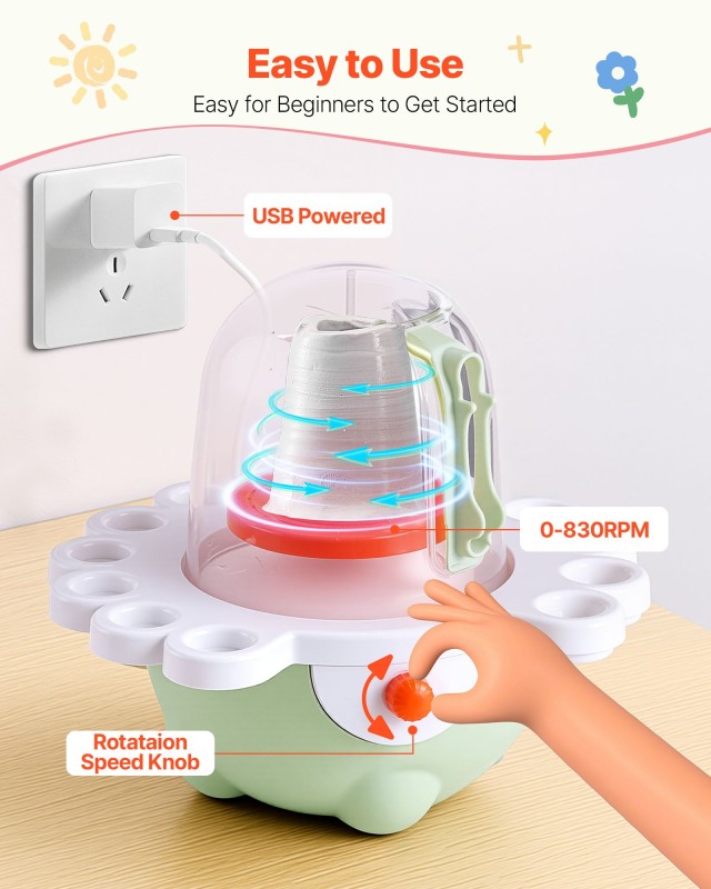 VEVOR Ηλεκτρικός Τροχός Κεραμικής για Παιδιά με Δίσκους 50 mm και 8...