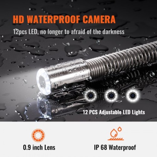 Κάμερα Αποχέτευσης VEVOR 9 720p με Καλώδιο 300 ft  JLKXSGDNK99158A0GV2