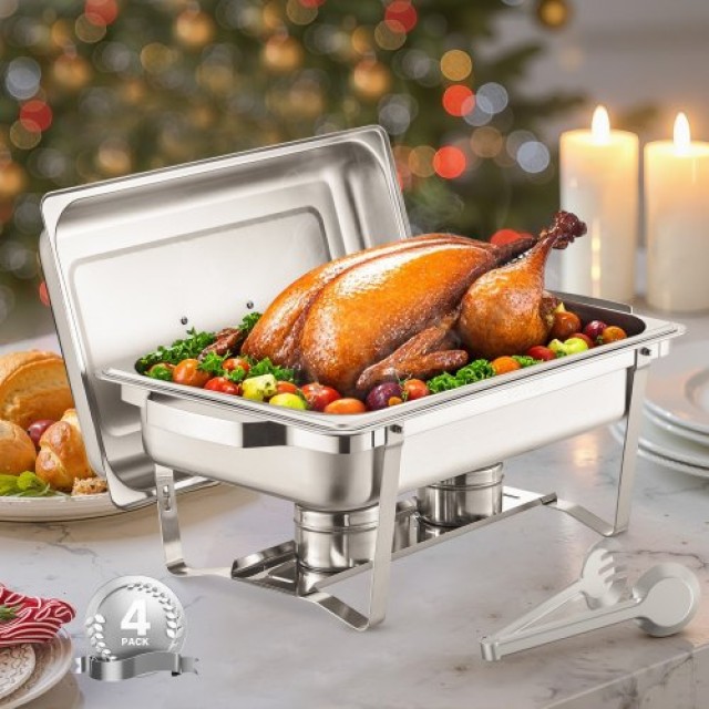 VEVOR 8 Qt 4 Pack Rectangle Chafing Dish Set ZFXBXGSTGK4JFAAX7V0