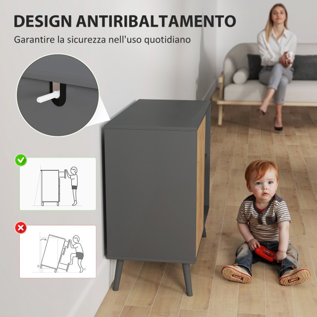 HOMCOM Μοντέρνα Κρεντέντζα 80x39x76 εκ, Γκρι Σκούρο 83B-262V00CG