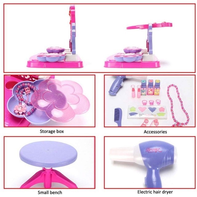 BAKAJI  Καθρέφτης Μακιγιάζ Παιχνίδι για Κορίτσια με Σκαμπό Φώτα Ήχο...