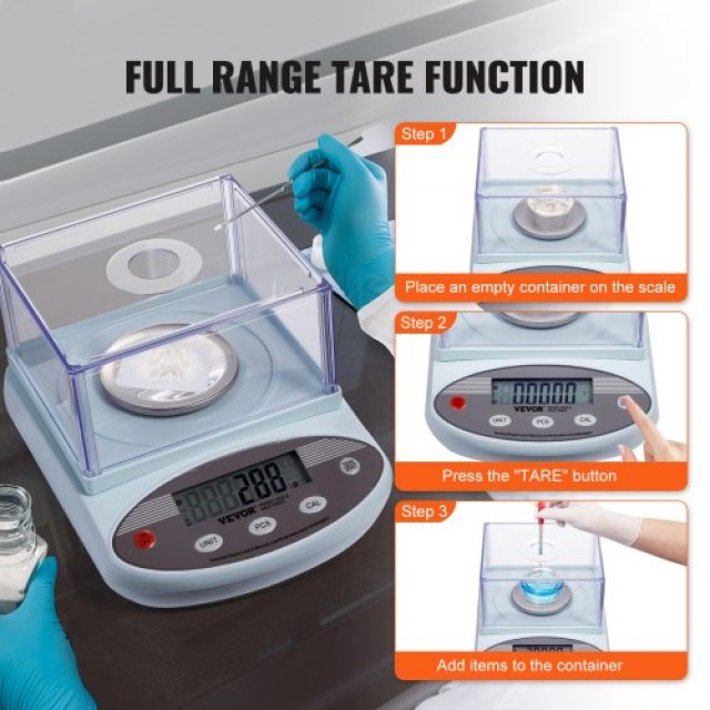 Ζυγός Ακριβείας VEVOR 500g x 0.001g με Ανεμοθώρακα LCD  SYSCHTP0001GFGCEAV2