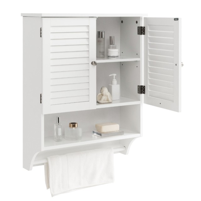 Costway Κρεμαστό Φαρμακείο με 2 Πόρτες Λαμέλας 58 x 22 x 75 cm Λευκ...