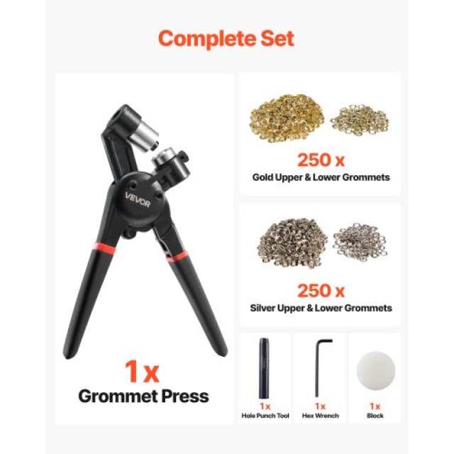 VEVOR Σετ Εργαλείων Μεταλλικών Τρουκ 500 Τεμ 10 mm σε Χρυσό και Αση...