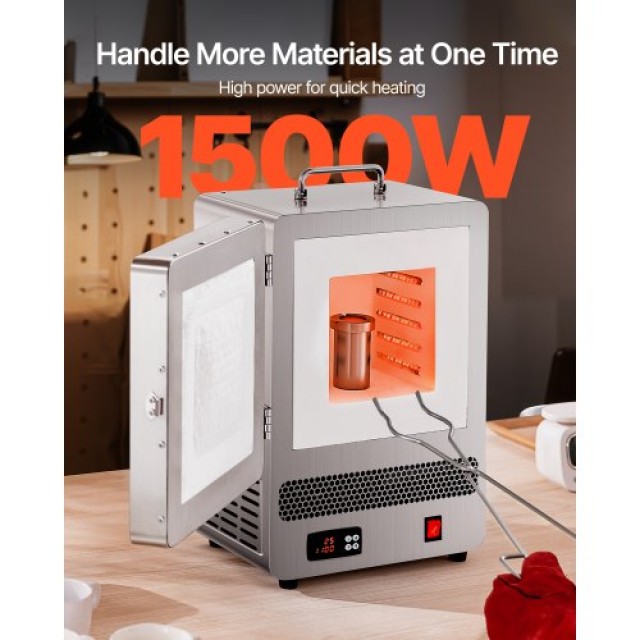 VEVOR Ηλεκτρικός Κλίβανος Τήξης 1500W 1200℃ ZMKXXDL1500WLT2AY001V2