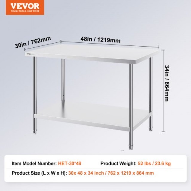 Επαγγελματικός Πάγκος Εργασίας VEVOR 30x48x34ιντσών από Ανοξείδωτο Ατσάλι  CFBXGGZTLCWJMJYVIV0