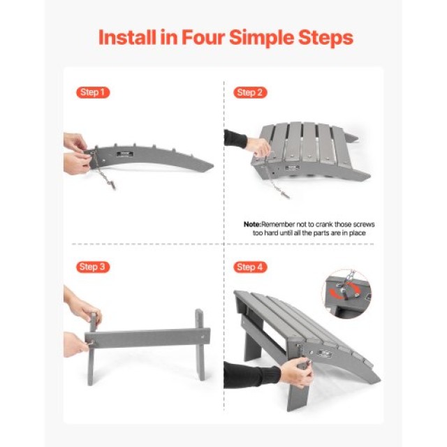 VEVOR Γκρι Πτυσσόμενο Υποπόδιο HDPE Adirondack KZDADLDKTTQPCOJ8NV0