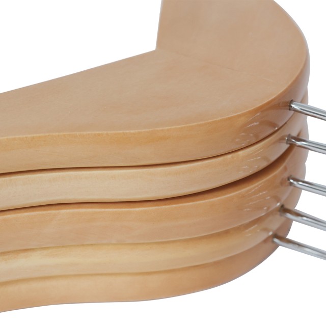 BAKAJI  Σετ 20 Ξύλινες Κρεμάστρες Φυσικού Χρώματος με Μπάρα για Παν...