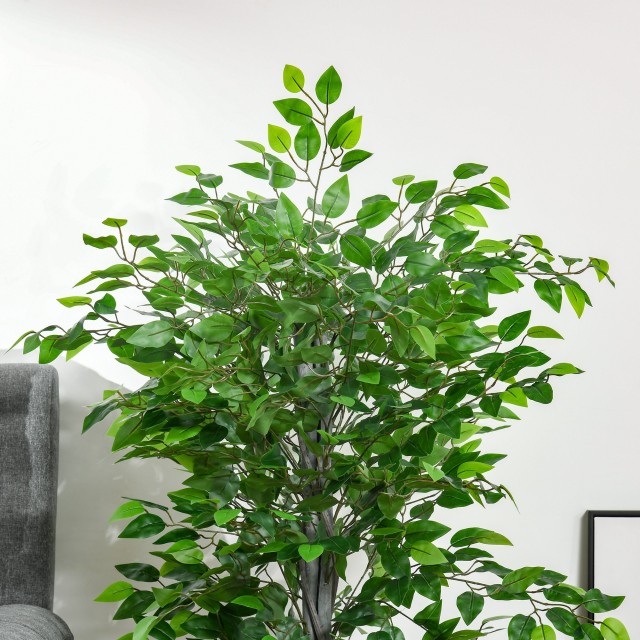 HOMCOM Τεχνητό Φυτό Ficus Ύψος 135cm με Γλάστρα για εσωτερικούς και εξωτερικούς χώρους - Πράσινο 830-432