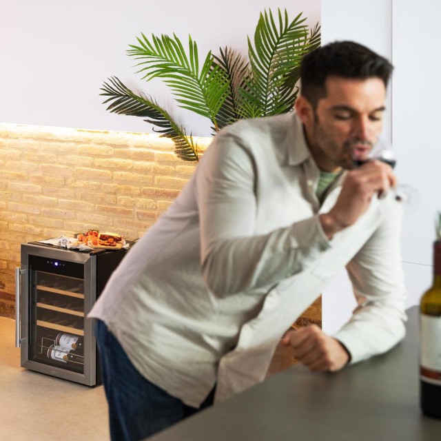CECOTEC  Συντηρητής Κρασιών Bolero GrandSommelier 2050 Inox, Συμπιεστή, Χωρητικότητα 20 Φιαλών, Ρυθμιζόμενη Θερμοκρασία 5-18ºC, και Πίνακας Ελέγχου Αφής  CEC-00123