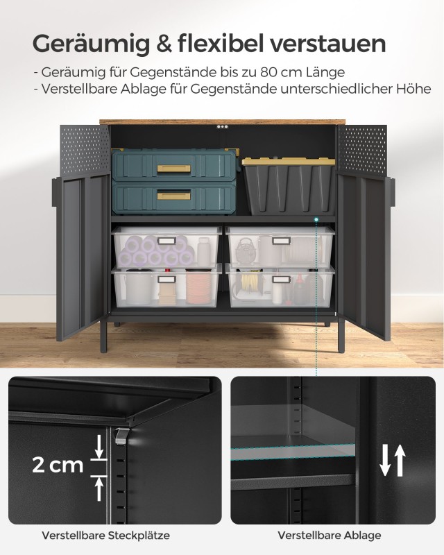 SONGMICS Ντουλάπι Αποθήκευσης 80x40x76cm με Ρουστίκ Καφέ Ξύλινη Επι...