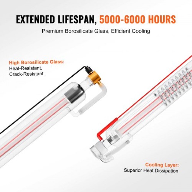VEVOR  Σωλήνας Laser CO2 60W 1250mm από Βοριοπυριτικό Γυαλί CO2JGG6...