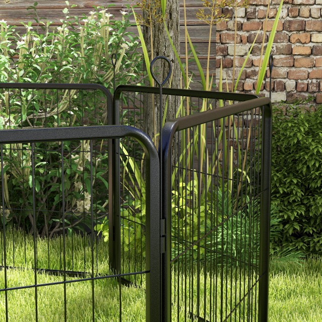 PawHut 8-Piece Modular Dog Run για εσωτερικούς και εξωτερικούς χώρους, ατσάλι, 80x60 cm, μαύρο D06-107V02BK