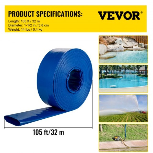 VEVOR Σωλήνας Εκκένωσης, 1-1/2 x 105, Μπλε  YCFCXR1.5X1001SMXV0
