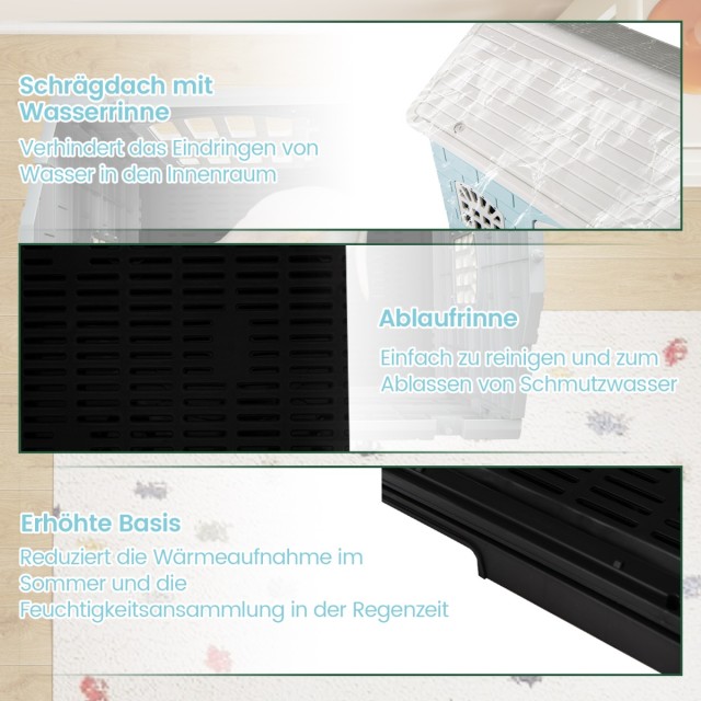 Costway Υπαίθριο Σπιτάκι Σκύλου με Πόρτα & 3 Παράθυρα & Αφαιρούμενο...