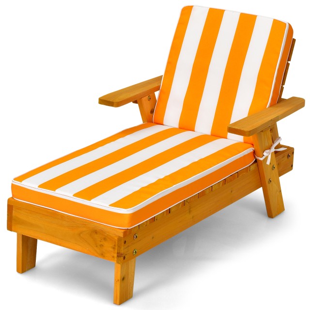 Costway Παιδική Ξαπλώστρα με Ομπρέλα 92 x 49 x 106 cm Κίτρινο + Λευ...