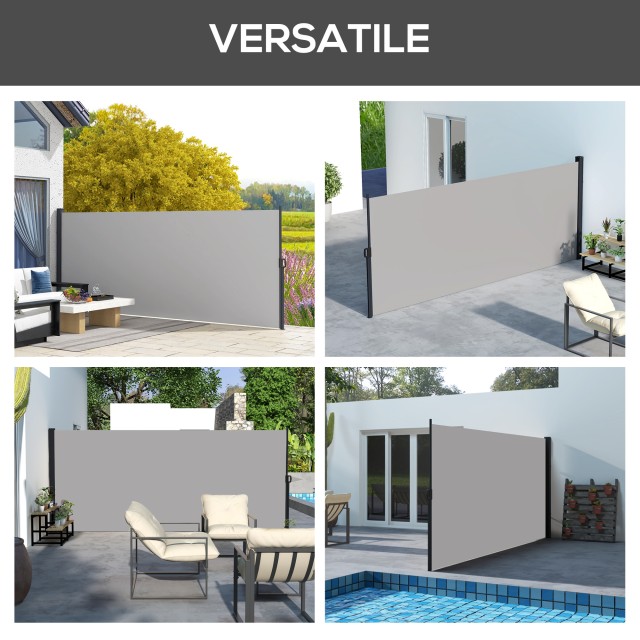 Outsunny  Πλευρική αναδιπλούμενη τέντα 400x180 cm με λαβή, από μέταλλο, αλουμίνιο και πολυεστέρα, ανοιχτό γκρι.  840-258V01LG