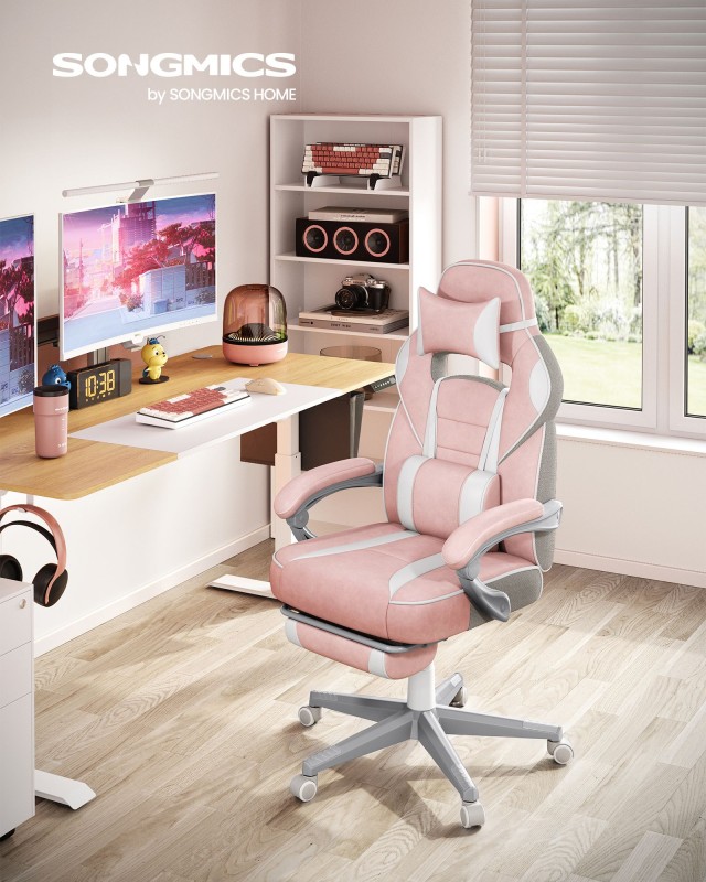 Καρέκλα Γραφείου / Gaming με ανάκλιση 67 x 66 x 116–126 cm Ροζ OBG073P01 Songmics
