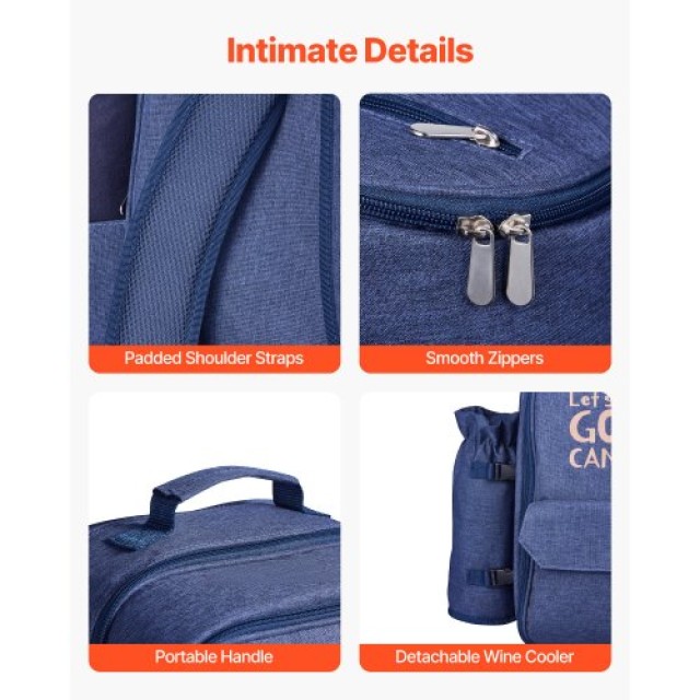 VEVOR Τσάντα Πικνίκ Παραλίας για 4 Άτομα με Θήκη Ψυγείου Μπλε Ναυτι...