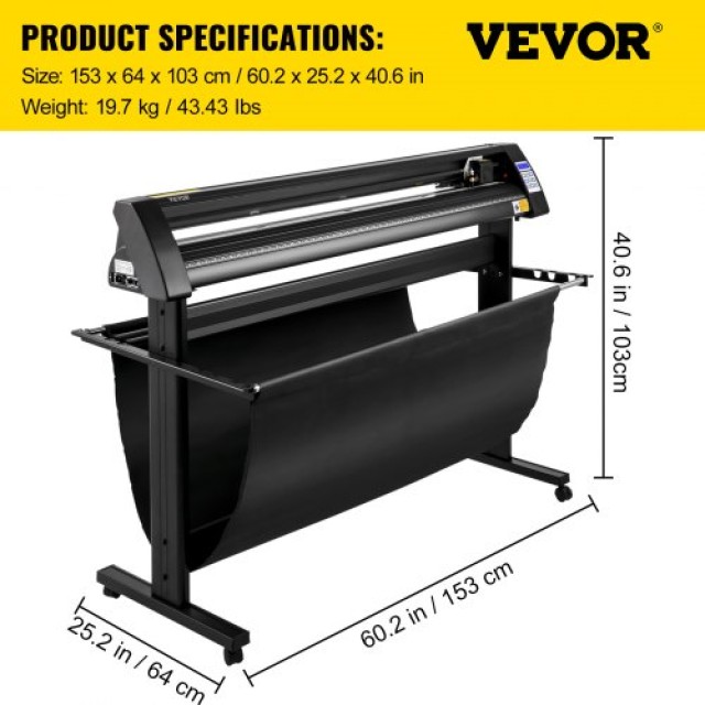VEVOR Κόφτης Βινυλίου 1350mm με Οπτικό Μάτι και Βάση  KZFLEXI1350MM8Z30V2