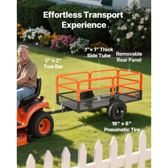 VEVOR Ατσάλινο Τρέιλερ Κήπου 22 Cu. Ft 1600 lbs για Ρυμούλκηση HYTC...