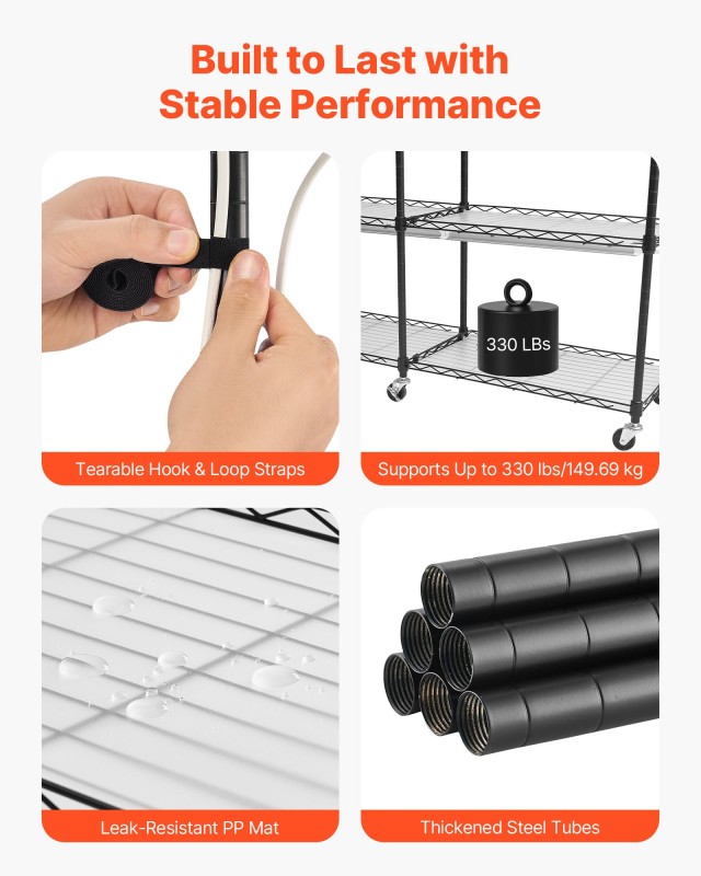 VEVOR 6-επίπεδες Ραφιέρες Φυτών με Φωτισμό Ανάπτυξης, 180εκ Ύψος, Τ...